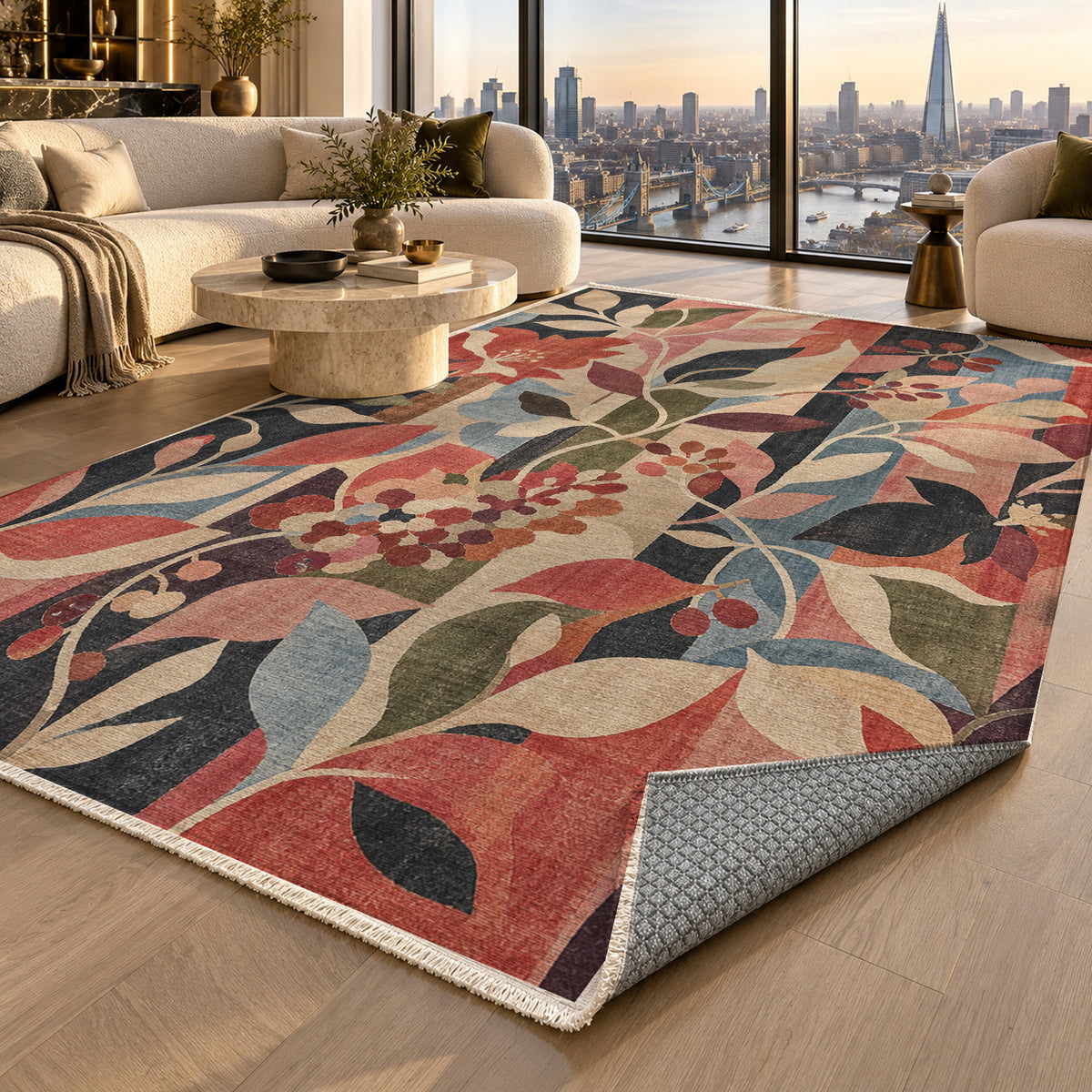 Canopy Rose Floral Washable Rug — london luxury living