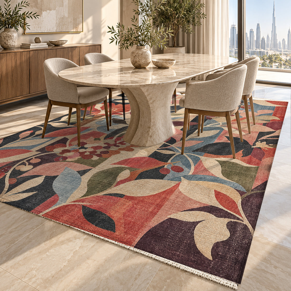 Canopy Rose Floral Washable Rug — dubai dining