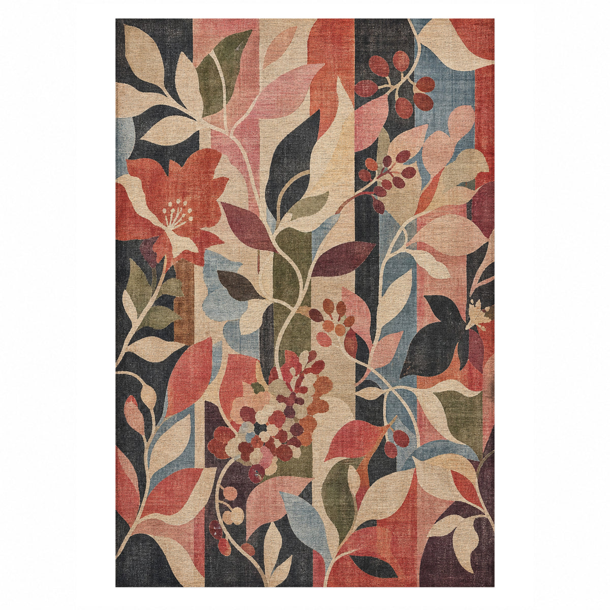 Canopy Rose Floral Washable Rug — top view