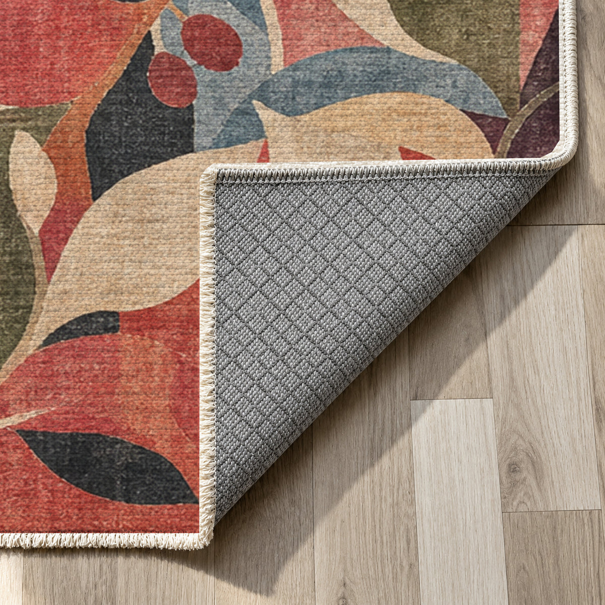 Canopy Rose Floral Washable Rug — backing close up