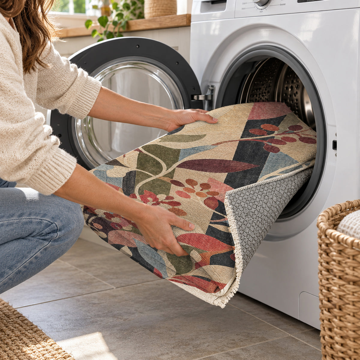 Canopy Rose Floral Washable Rug — washing machine
