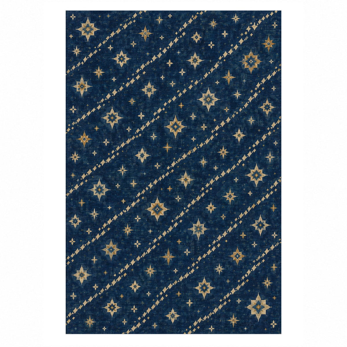 Caravan Stars Ethnic Washable Rug — top view