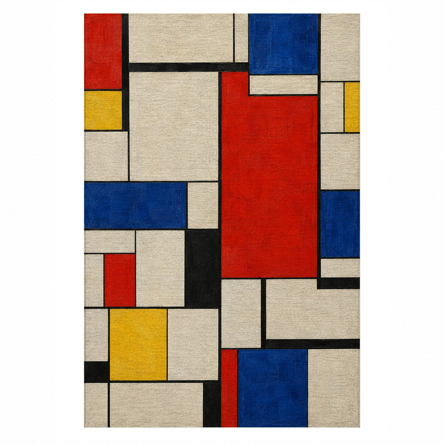 Chromatic Grid Abstract Washable Rug