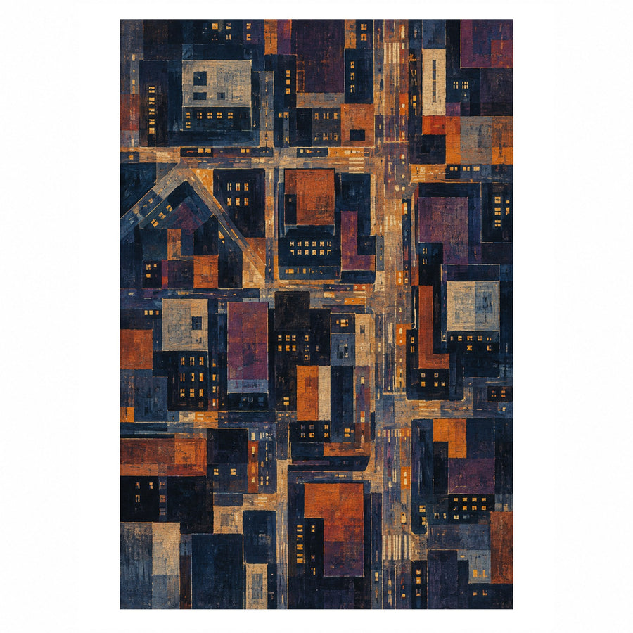 City At Dusk II Modern Washable Rug