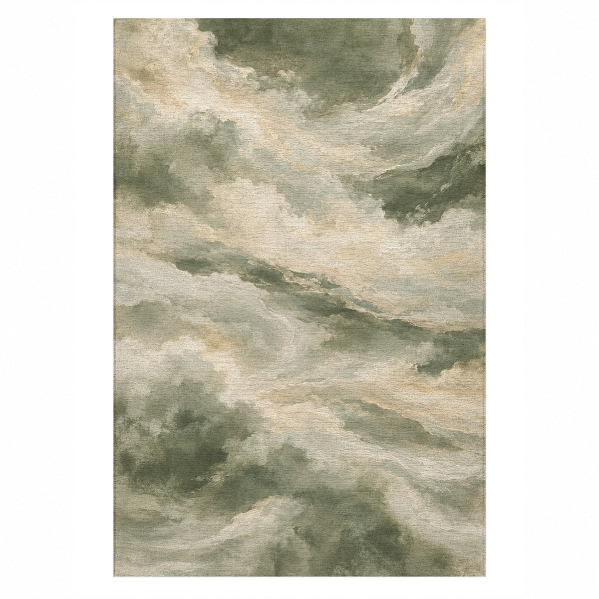 Cloud Atlas Sage Abstract Washable Rug — top view