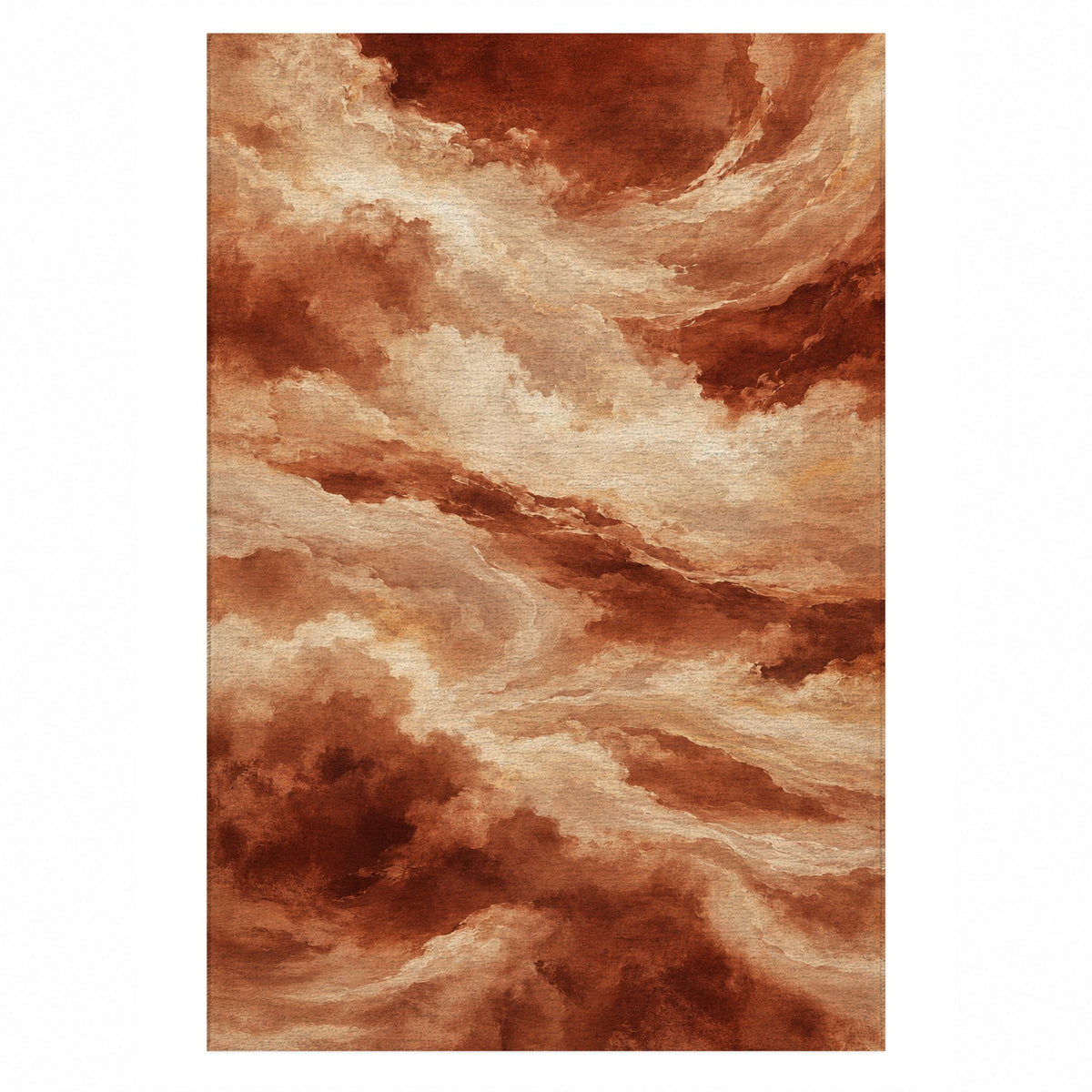 Cloud Atlas Terracotta Abstract Washable Rug — top view