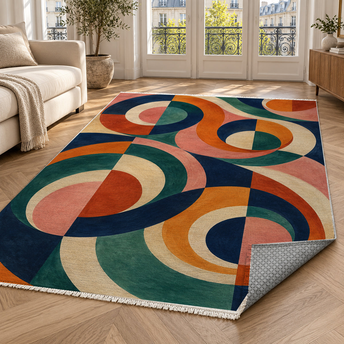 Colour Tides Abstract Washable Rug — paris living