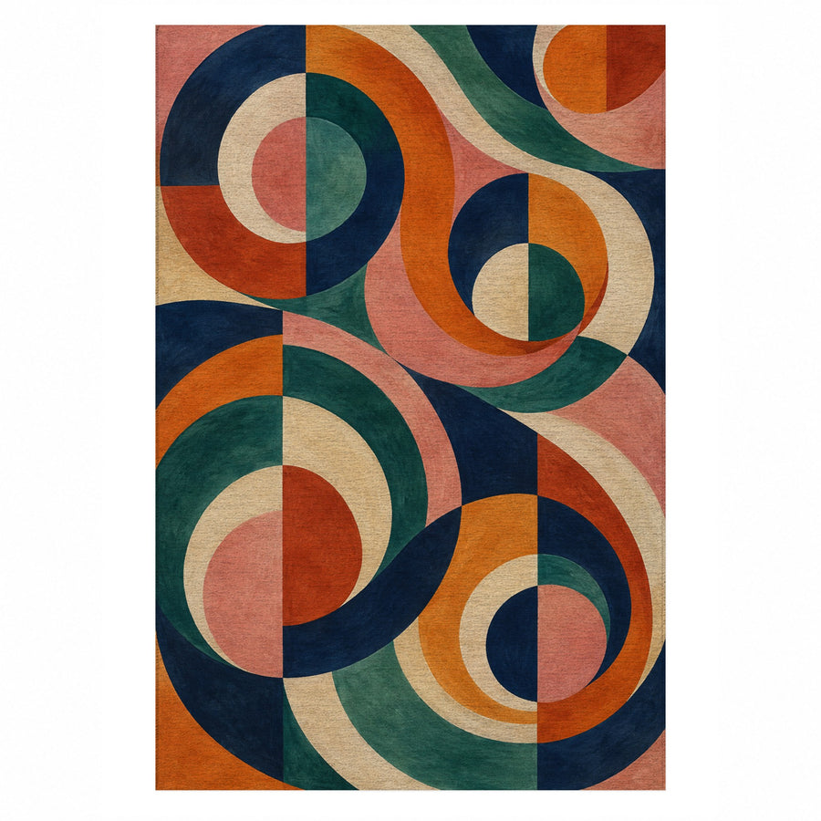 Colour Tides Abstract Washable Rug