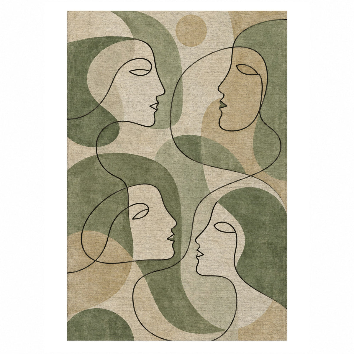 Conversation Sage Abstract Washable Rug — top view