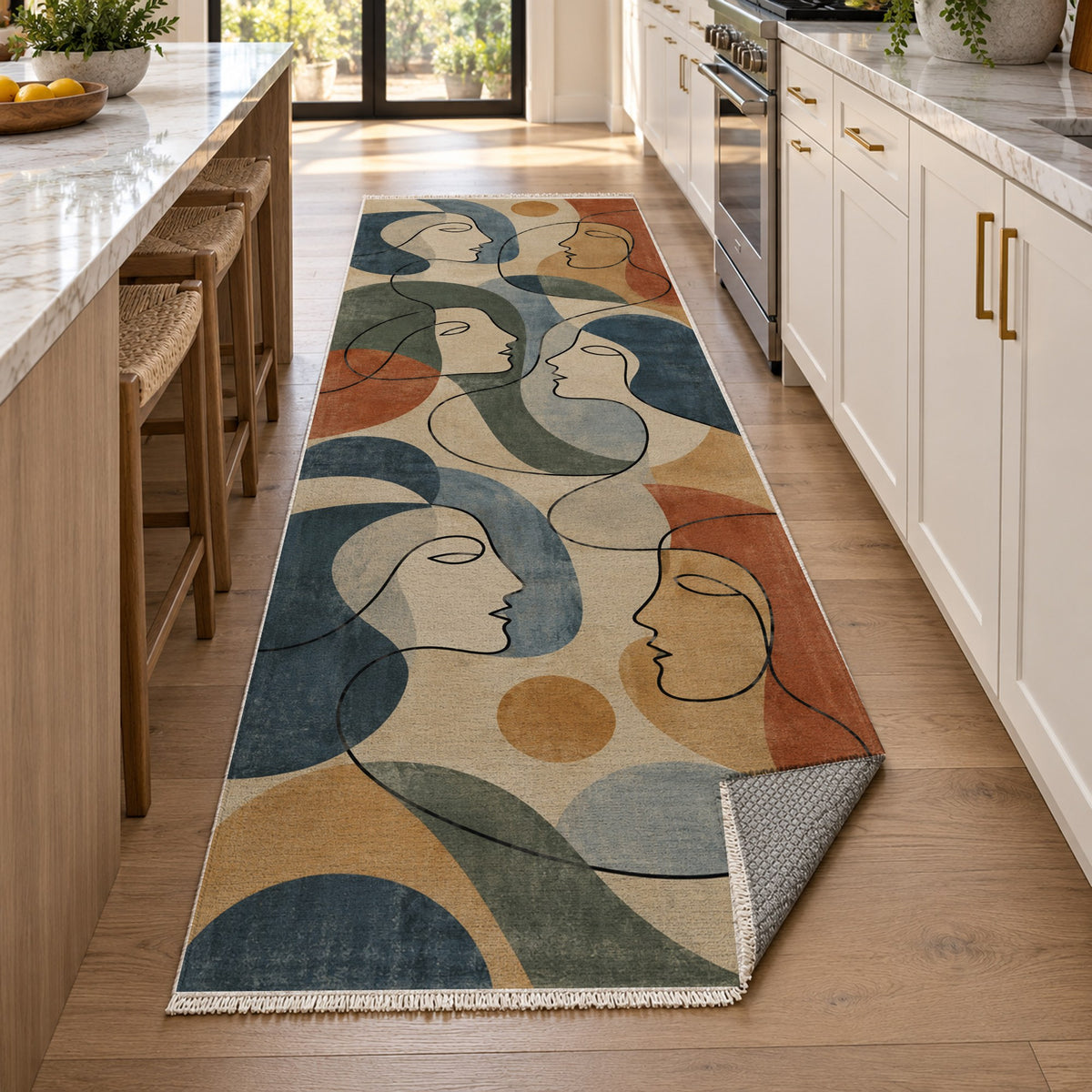 Conversation Abstract Washable Rug — new york kitchen runner
