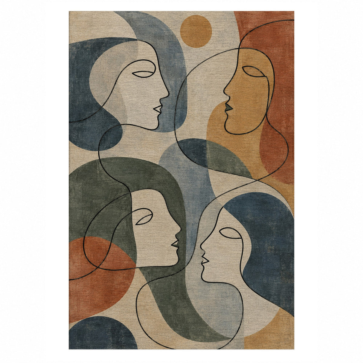 Conversation Abstract Washable Rug — top view