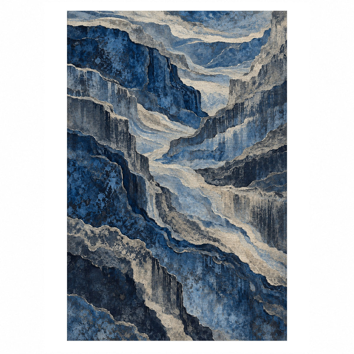 Copper Canyon Indigo Abstract Washable Rug — top view