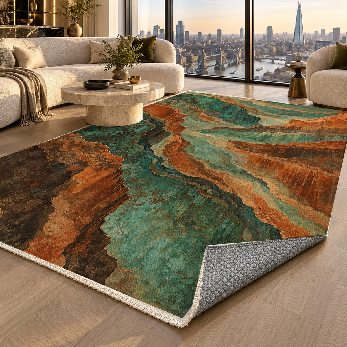Copper Canyon Abstract Washable Rug — london luxury living