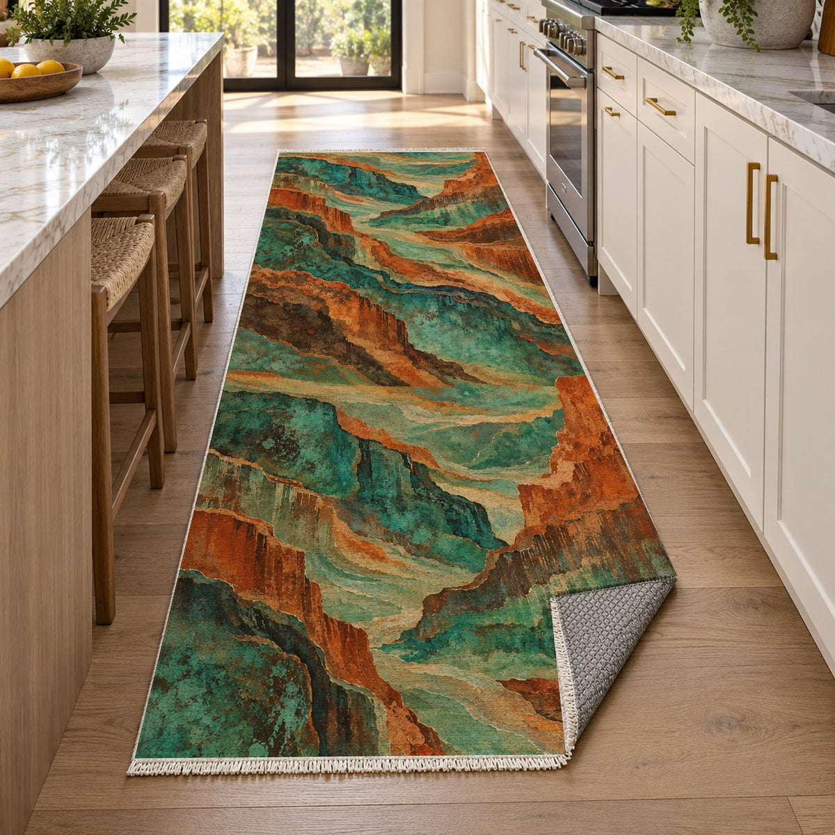 Copper Canyon Abstract Washable Rug — new york kitchen runner