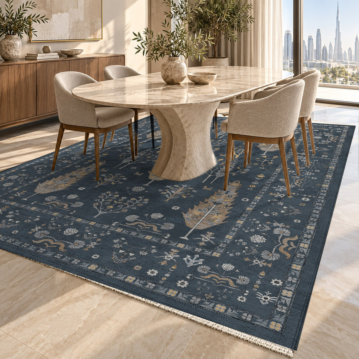 Cypress Garden Charcoal Classic Washable Rug — dubai dining