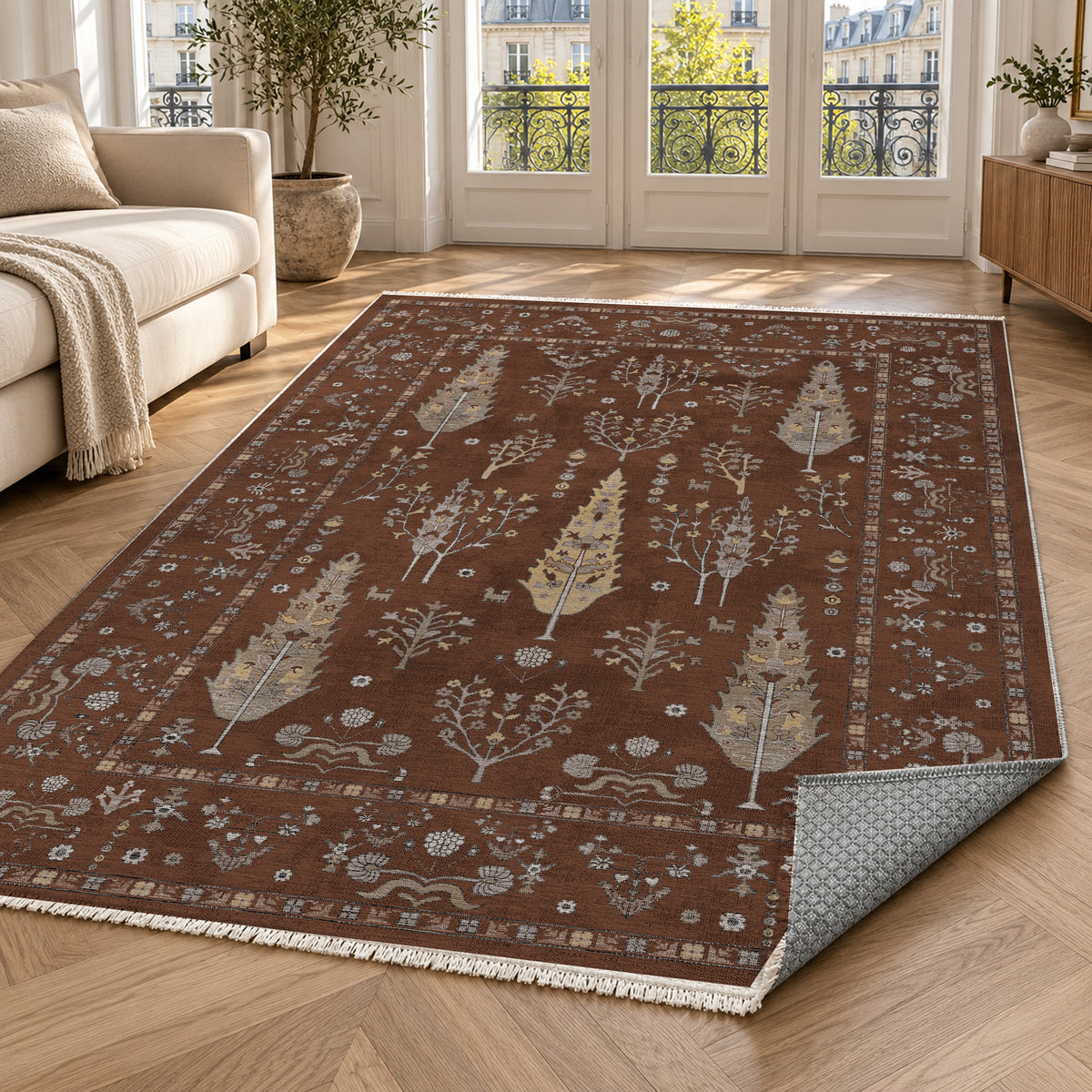 Cypress Garden Chocolate Classic Washable Rug — paris living
