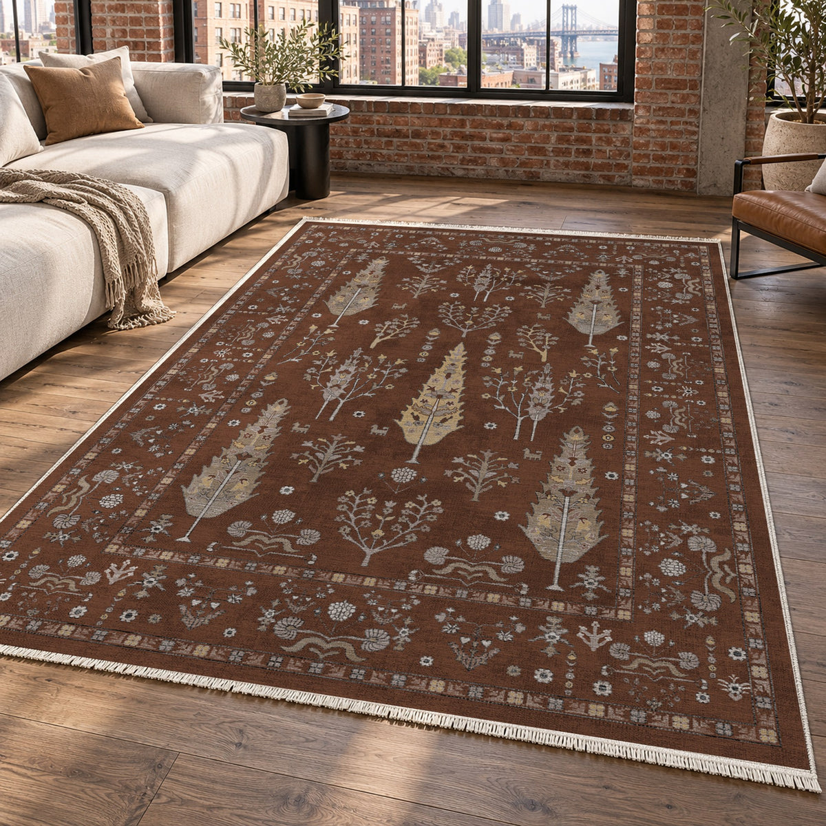 Cypress Garden Chocolate Classic Washable Rug — new york living