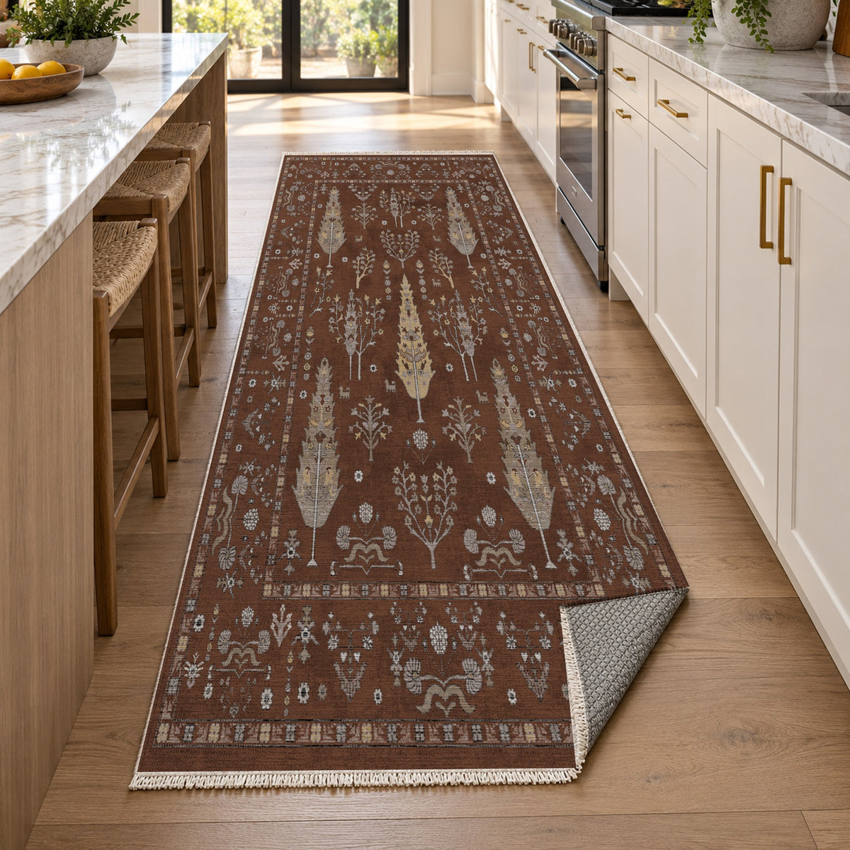 Cypress Garden Chocolate Classic Washable Rug — new york kitchen runner