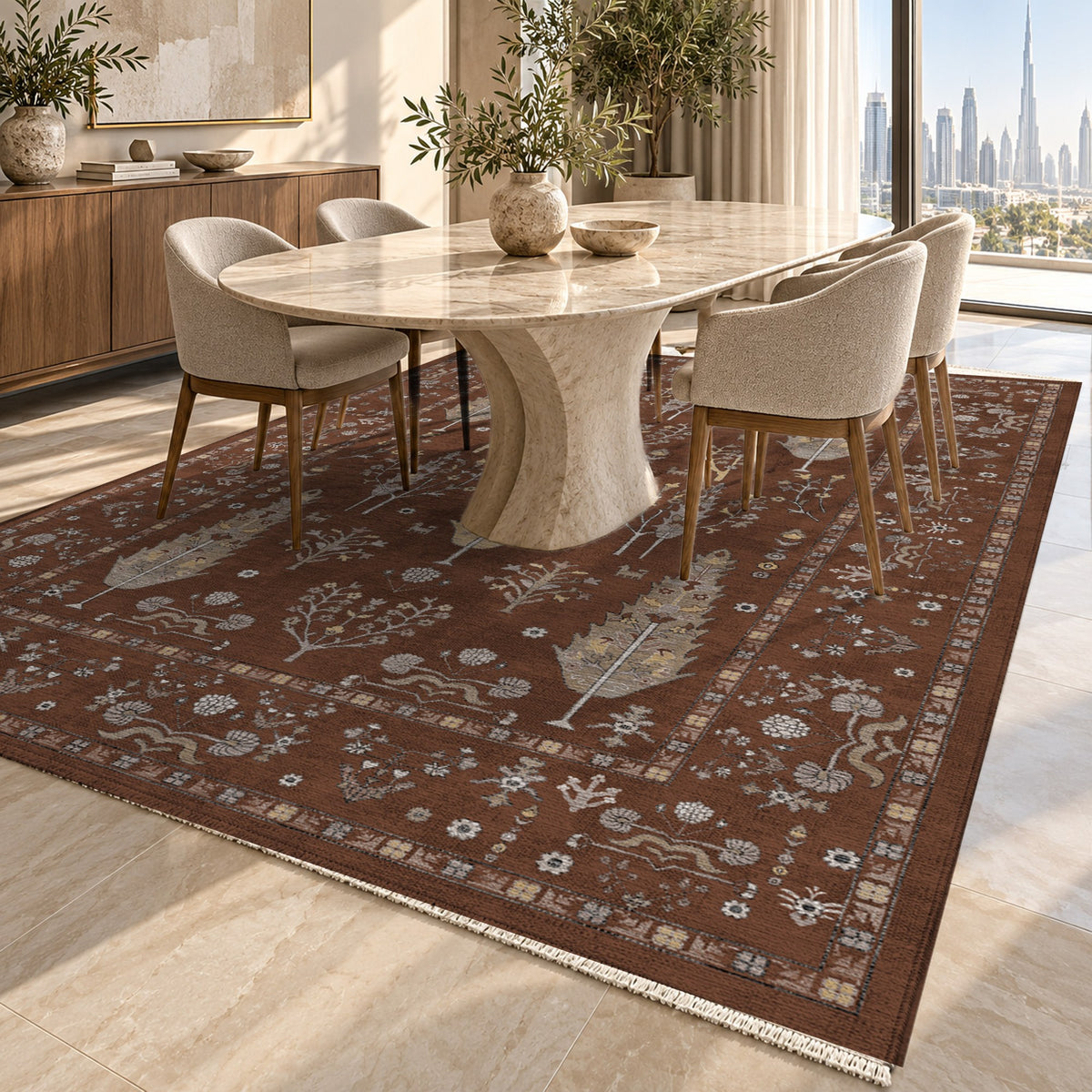 Cypress Garden Chocolate Classic Washable Rug — dubai dining