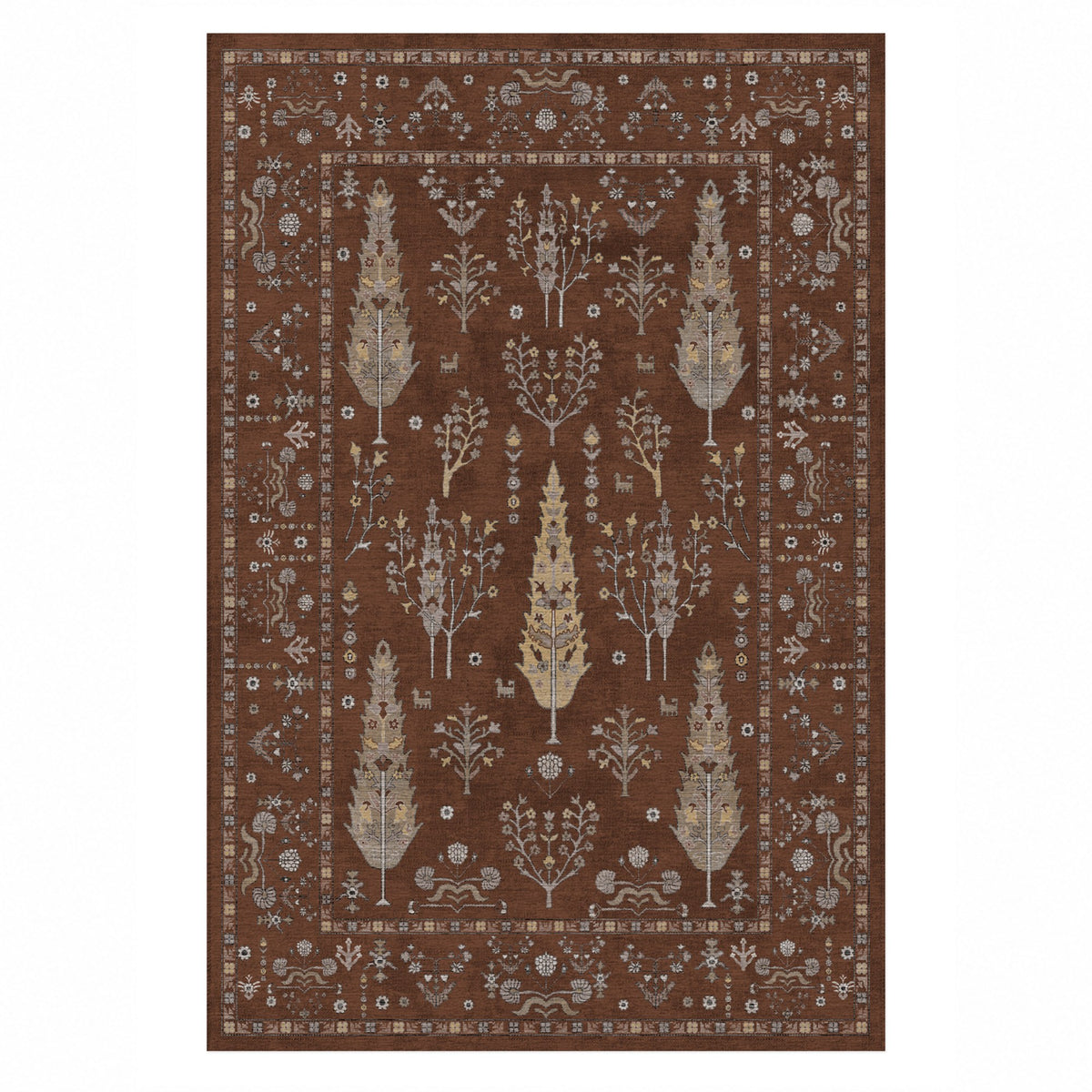 Cypress Garden Chocolate Classic Washable Rug — top view
