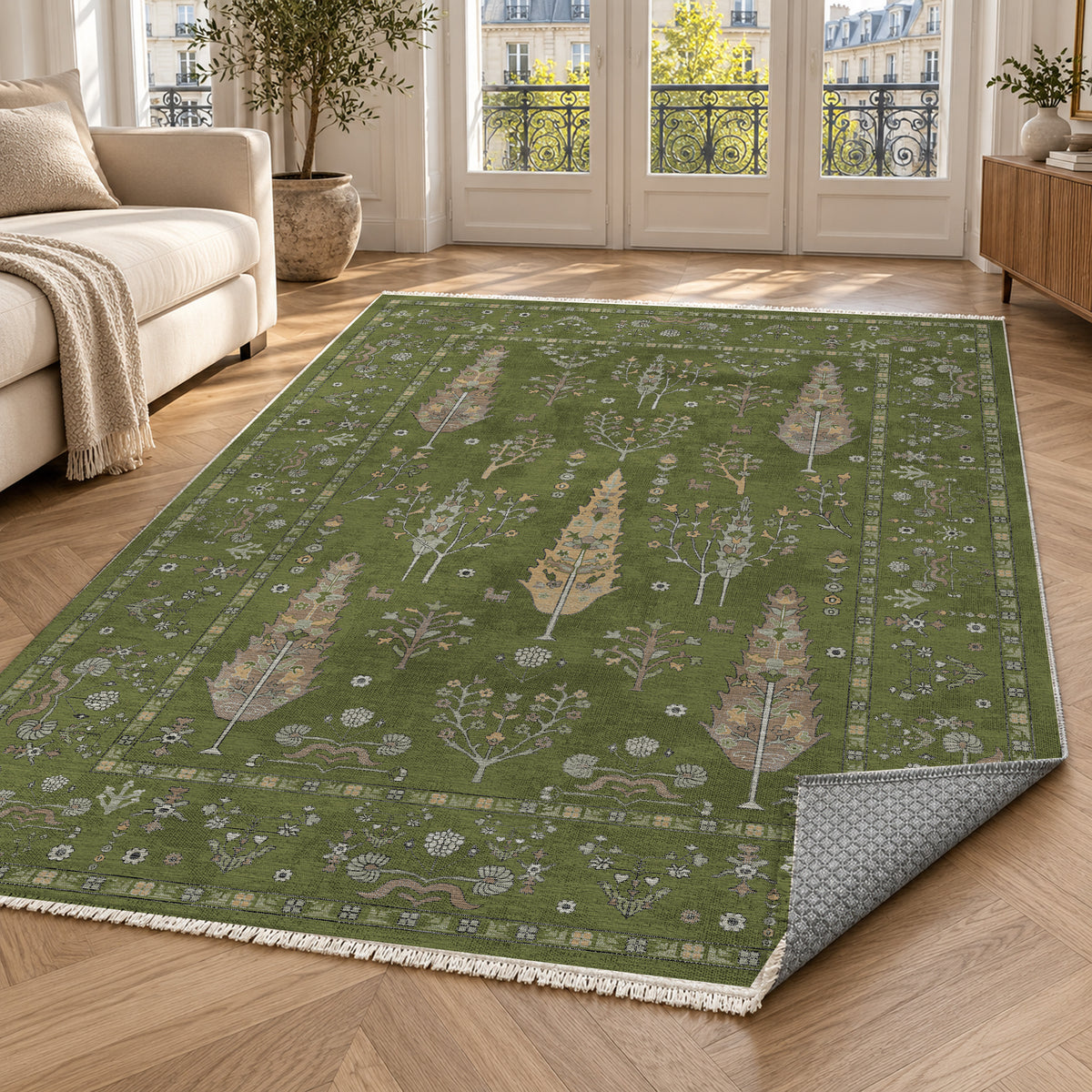 Cypress Garden Olive Classic Washable Rug — paris living