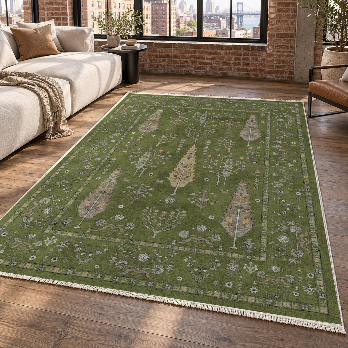 Cypress Garden Olive Classic Washable Rug — new york living