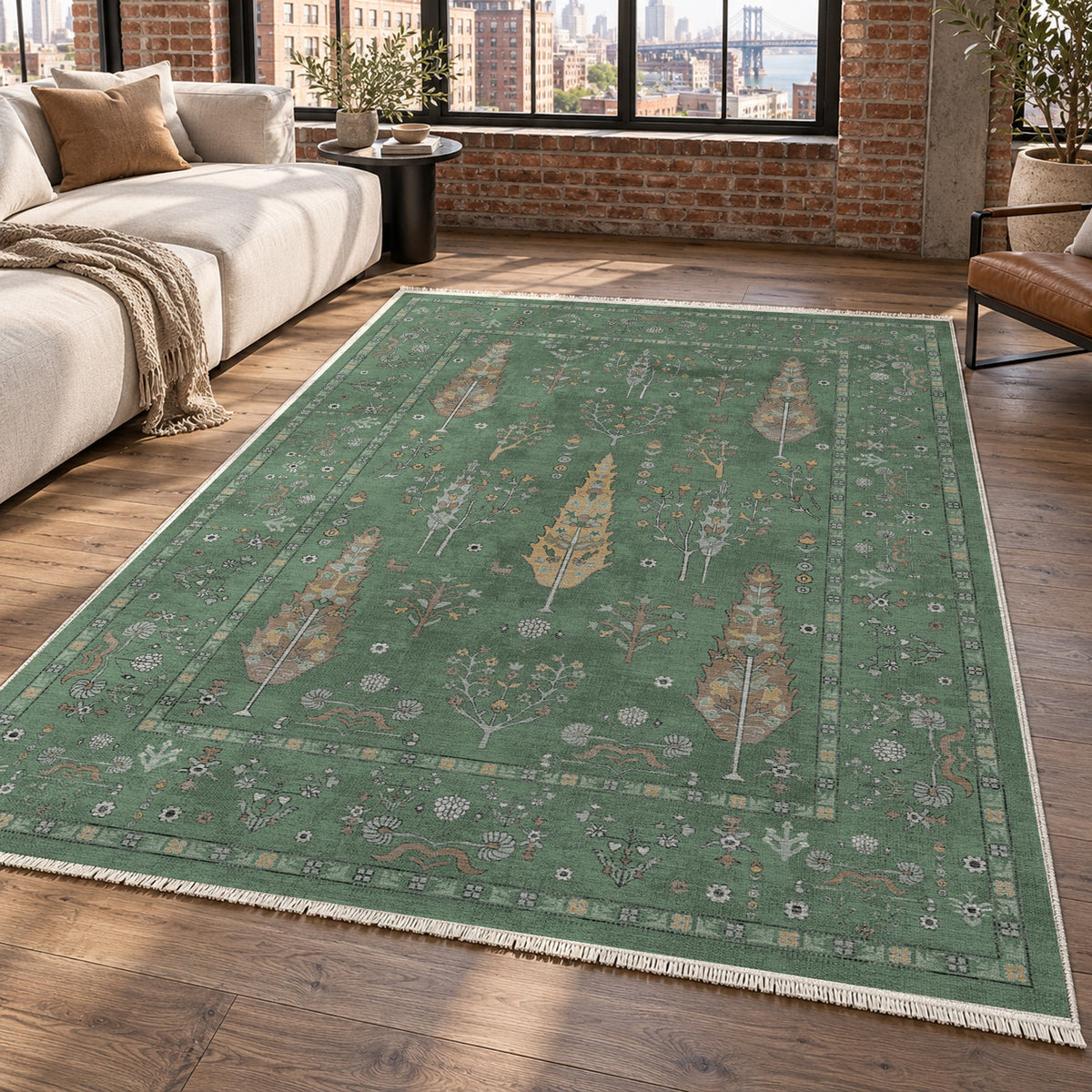 Cypress Garden Sage Classic Washable Rug — new york living
