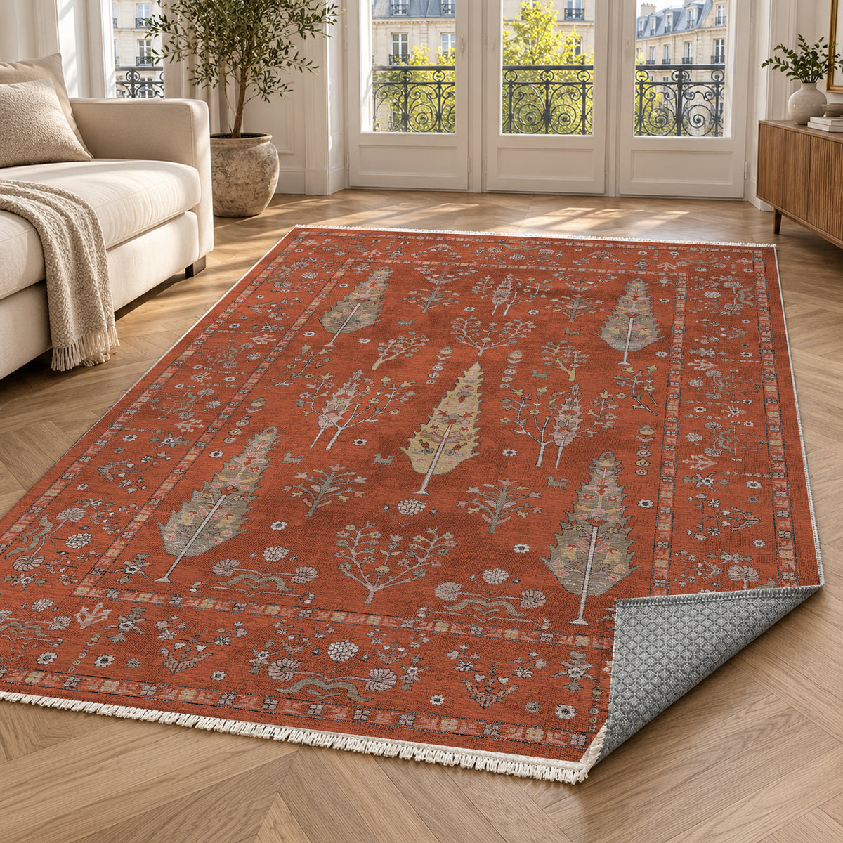 Cypress Garden Terracotta Classic Washable Rug — paris living
