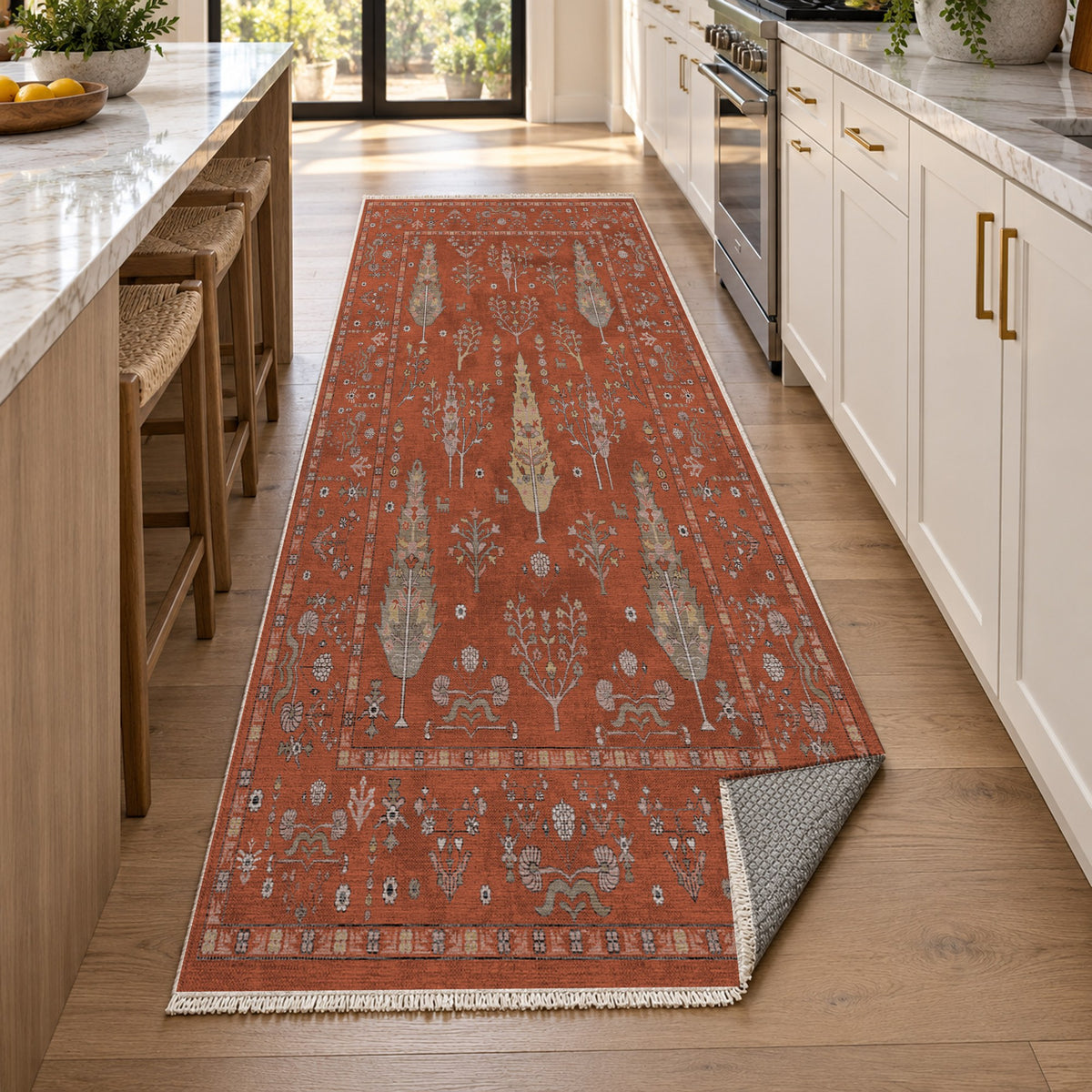 Cypress Garden Terracotta Classic Washable Rug — new york kitchen runner