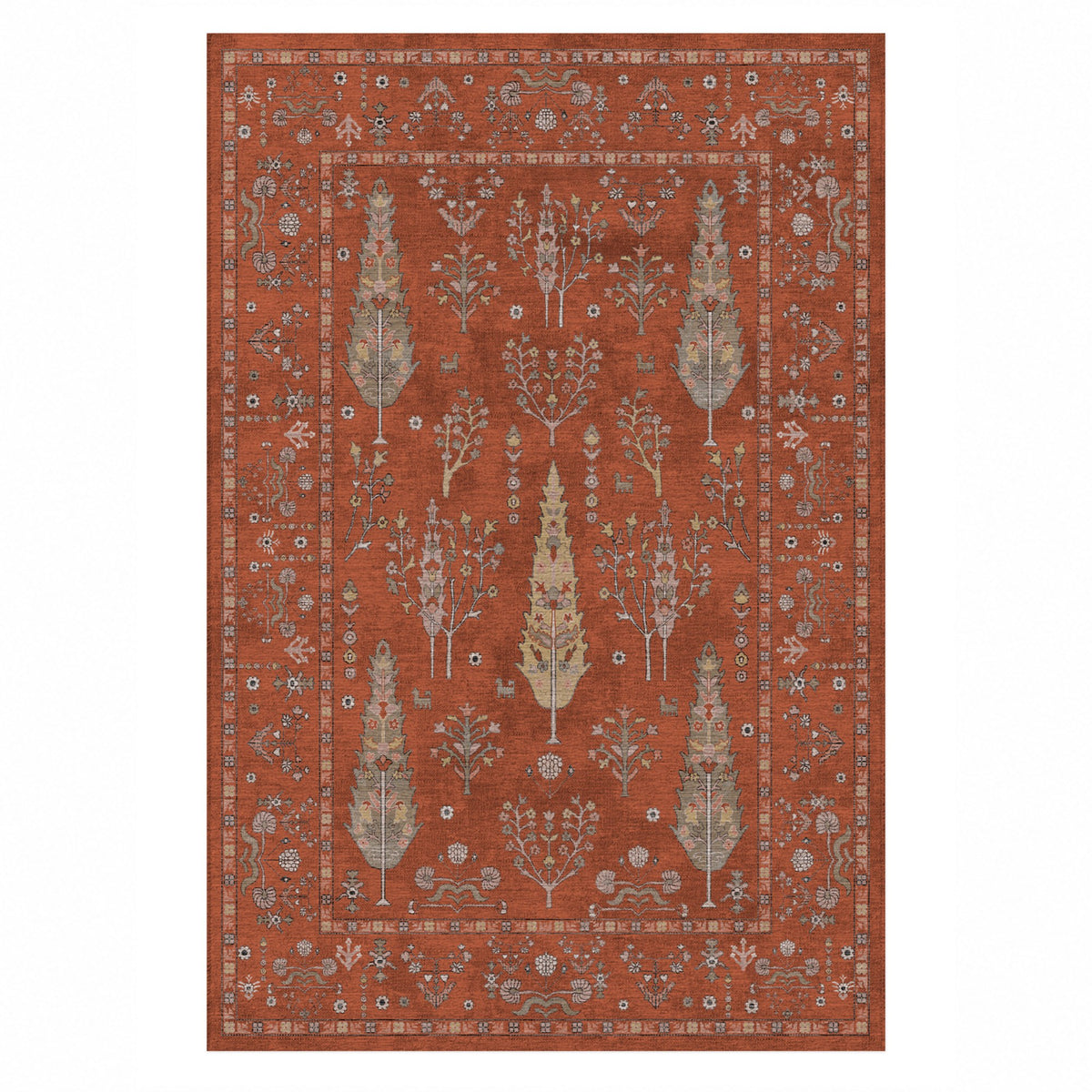 Cypress Garden Terracotta Classic Washable Rug — top view