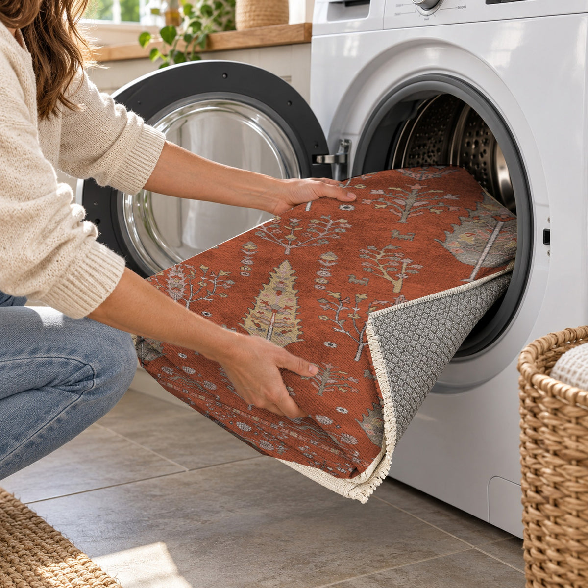 Cypress Garden Terracotta Classic Washable Rug — washing machine