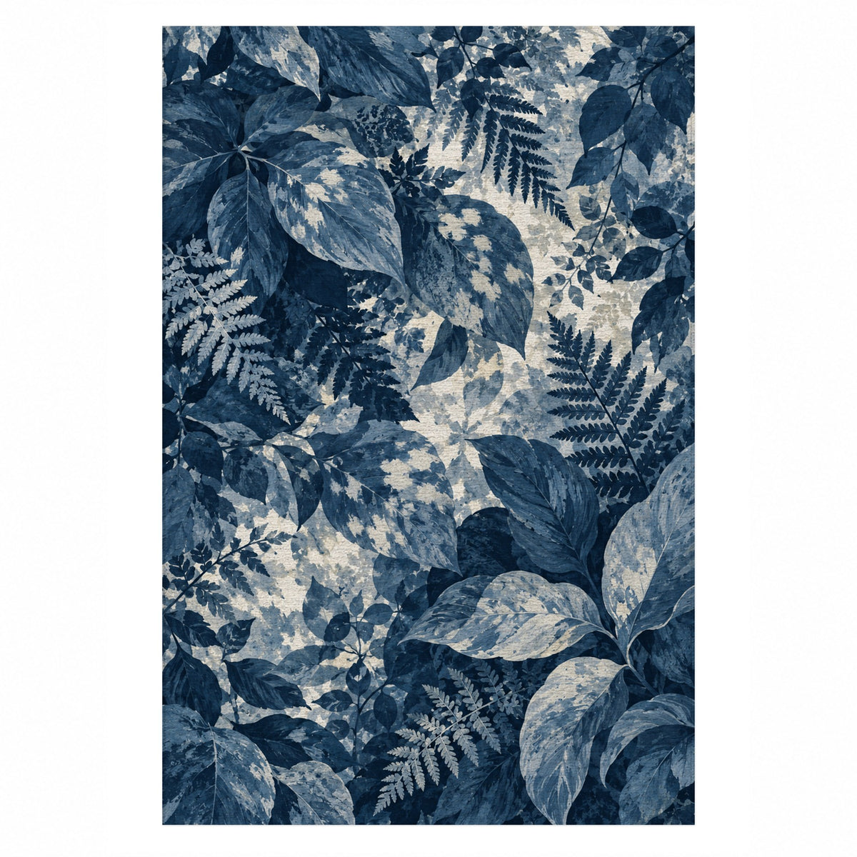 Dappled Canopy Indigo Floral Washable Rug — top view