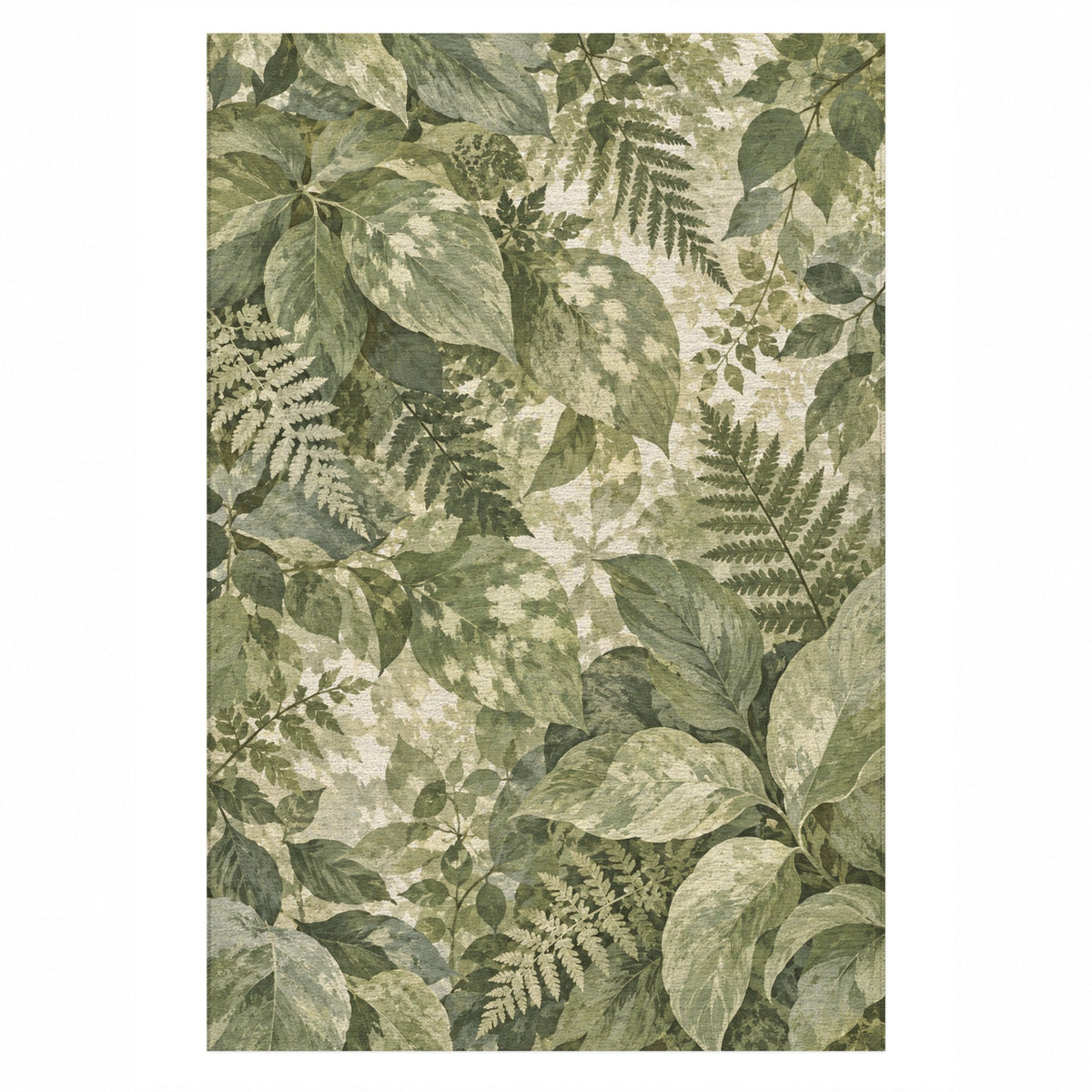 Dappled Canopy Sage Floral Washable Rug — top view