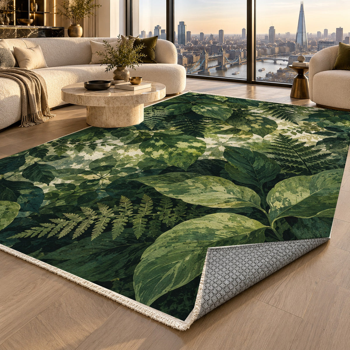Dappled Canopy Floral Washable Rug — london luxury living