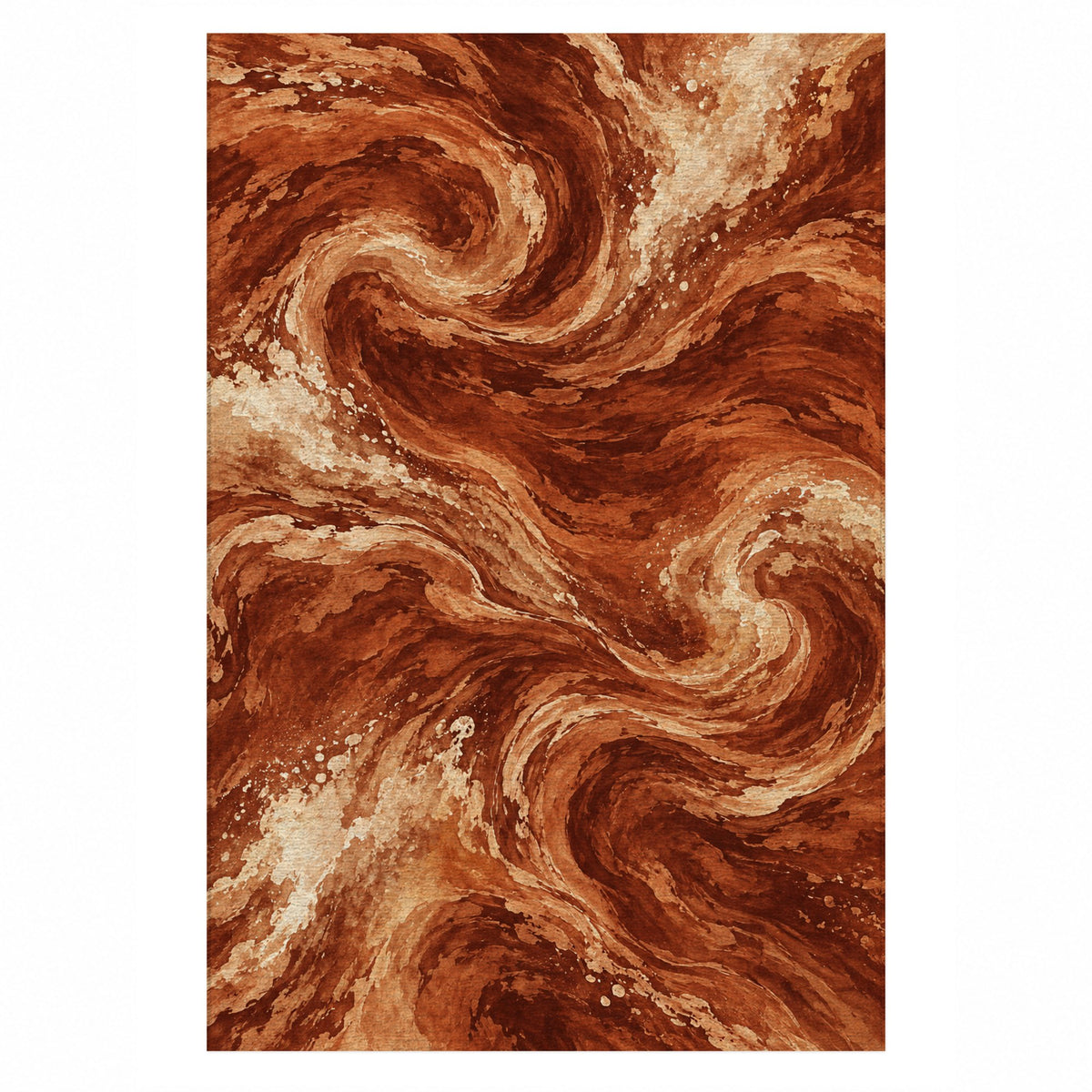 Deep Blue Terracotta Abstract Washable Rug — top view