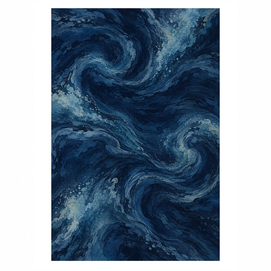Deep Blue Washable Rug