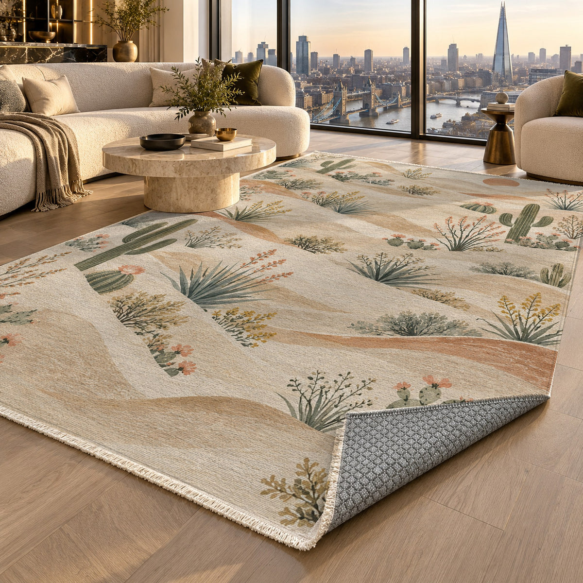 Desert Bloom Modern Washable Rug — london luxury living