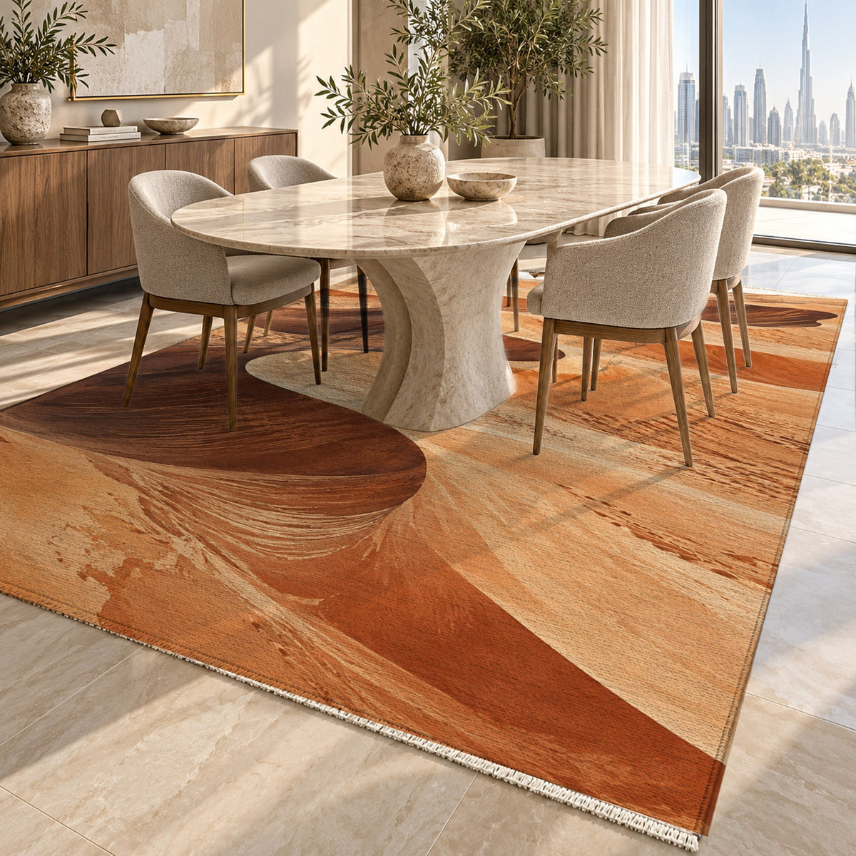 Desert Dunes II Modern Washable Rug — dubai dining