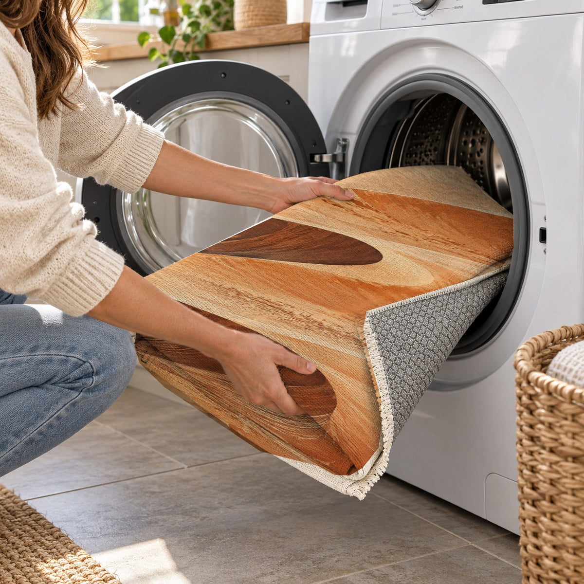 Desert Dunes II Modern Washable Rug — washing machine