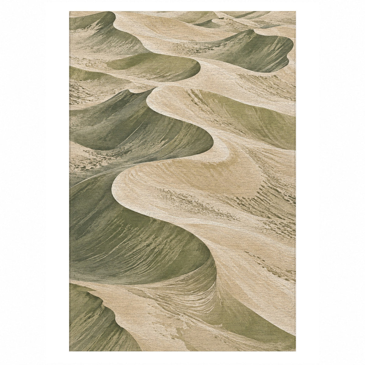 Desert Dunes Sage Modern Washable Rug — top view