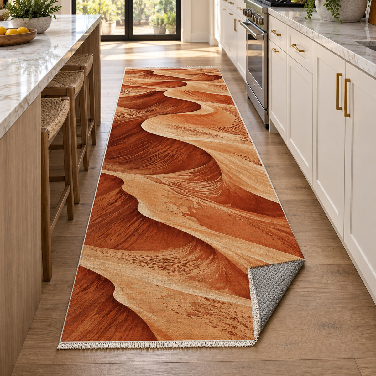 Desert Dunes Terracotta Modern Washable Rug — new york kitchen runner