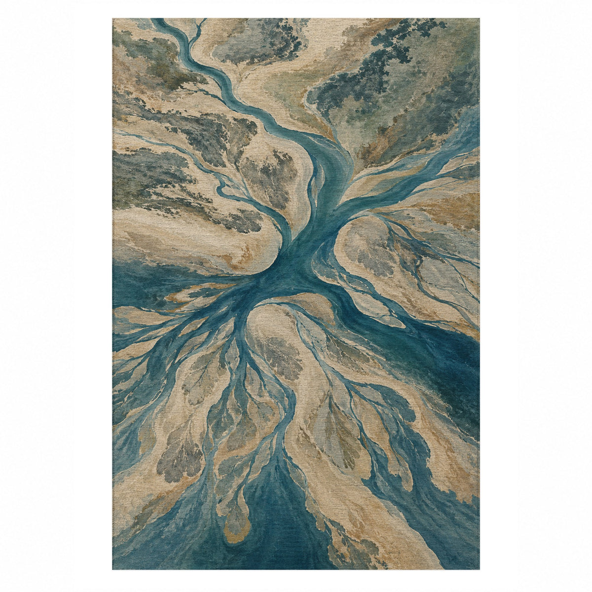 Estuary Fans Abstract Washable Rug — top view