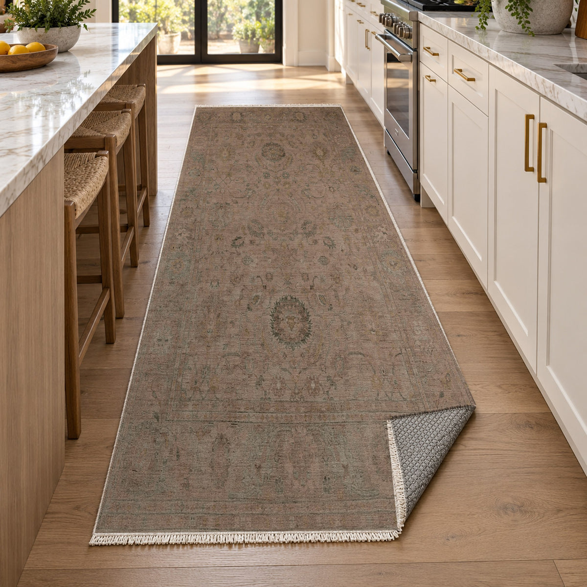 Faded Bloom Chocolate Vintage Washable Rug — new york kitchen runner