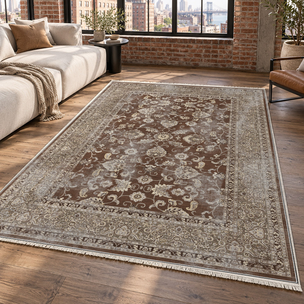 Faded Heriz Chocolate Vintage Washable Rug — new york living
