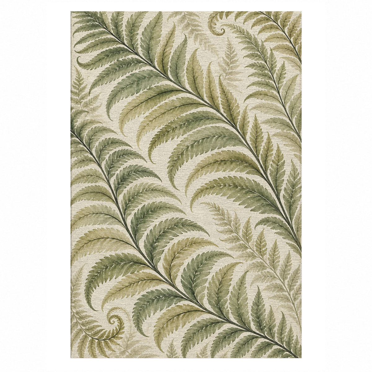 Fern Rhythm Sage Floral Washable Rug — top view