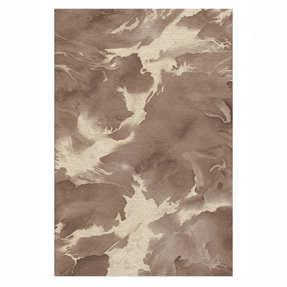 Flowing Mineral Mocha Cream Abstract Washable Rug — top view