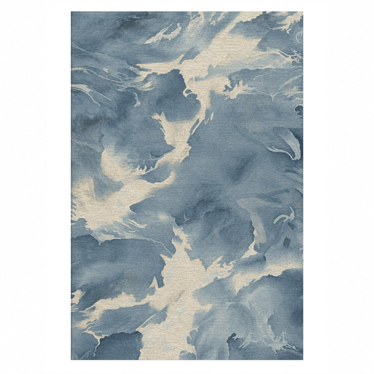 Flowing Mineral Navy Pearl Abstract Washable Rug — top view