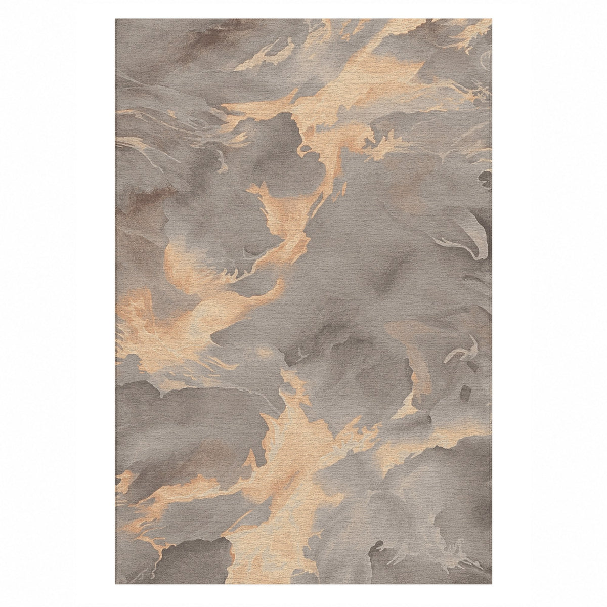 Flowing Mineral Rust Stone Abstract Washable Rug — top view