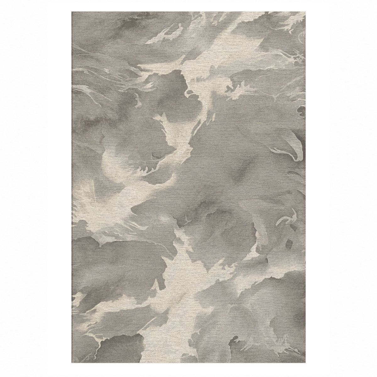 Flowing Mineral Taupe Cream Abstract Washable Rug — top view