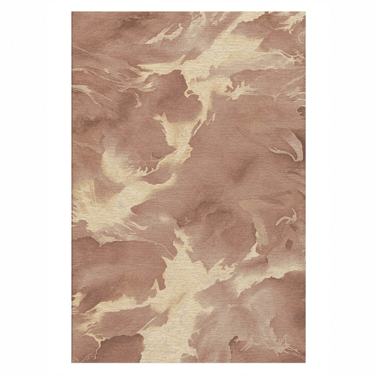 Flowing Mineral Terracotta Sand Abstract Washable Rug — top view